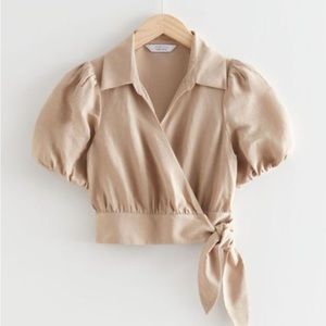 & other stories puff sleeve wrap top